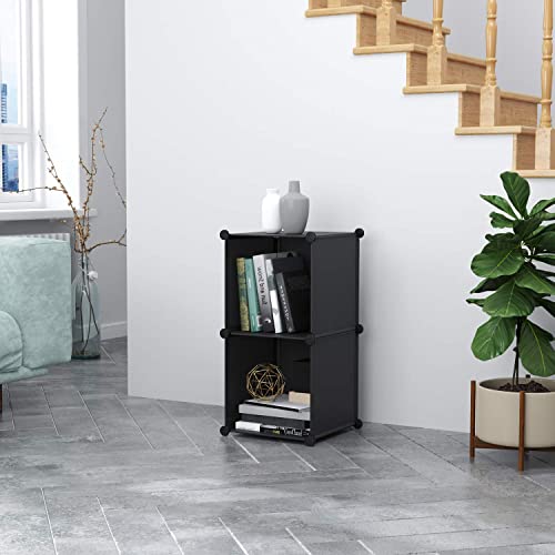 Cube Storage, 2-Cube Organizer Units, Plastic Closet Storage Shelves, DIY Book Shelf, Modular Bookcase, Cabinet Ideal for Bedroom, Living Room, Home Office, 12.4" L x 12.4" W x 24.8" H Black