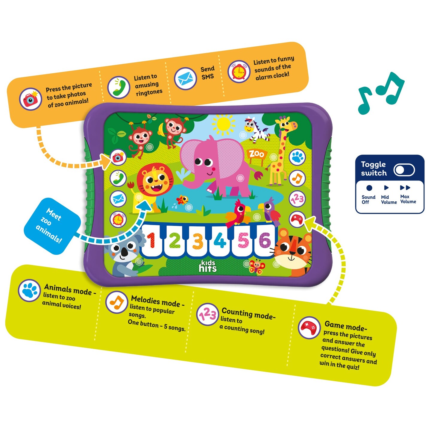 Kids Hits Educational Toddler Hit Pad  Toy My Busy Zoo