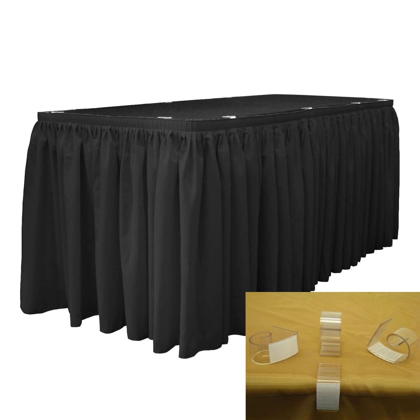 Polyester Poplin Table Skirt 30 -foot By 29-inch Long With 15 L-clips