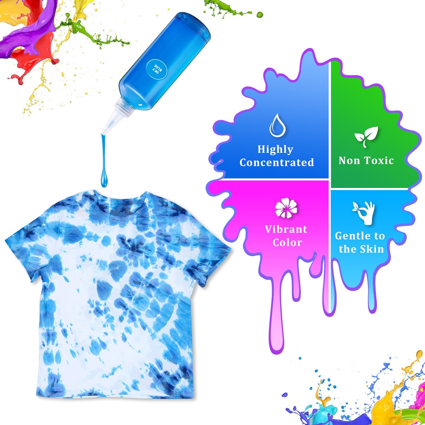 PATIFEED Tie Dye Kit 14 Colors Tie Dye Kit for Large Groups, Christmas Colors Tie Dye for Kids, Non Toxic Permanent Fabric Dye Summer Activities for Kids, Adults, Large Groups, Handmade Party