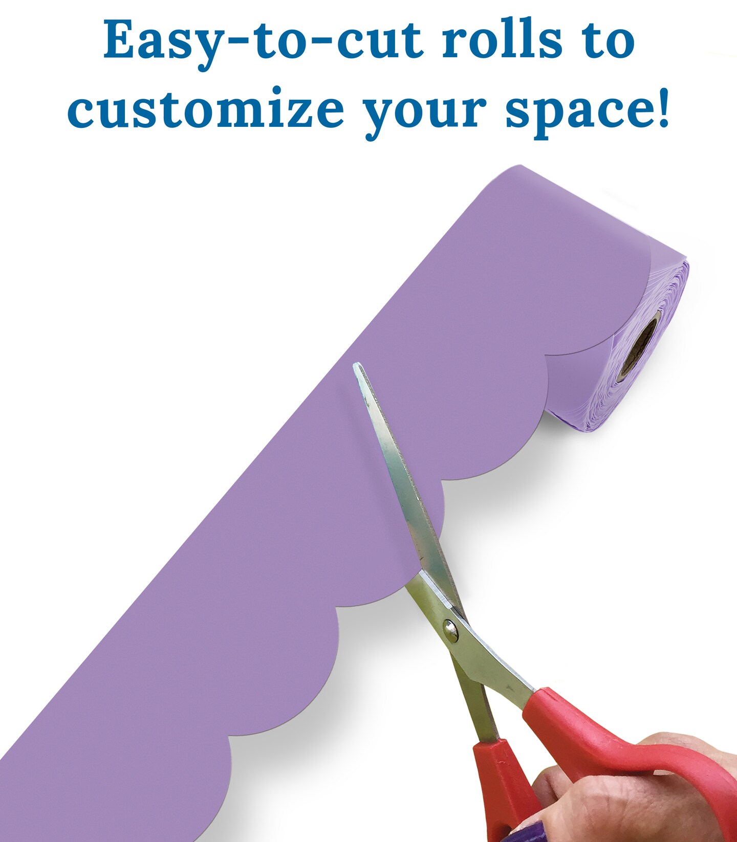 Carson Dellosa 65Ft of Lavender Bulletin Board Borders, 1 Roll of Lilac Scalloped Trim for Rolling Whiteboard, Cork and Posterboard, Pastel Purple Party, Easter, Spring Decorations and Classroom Decor