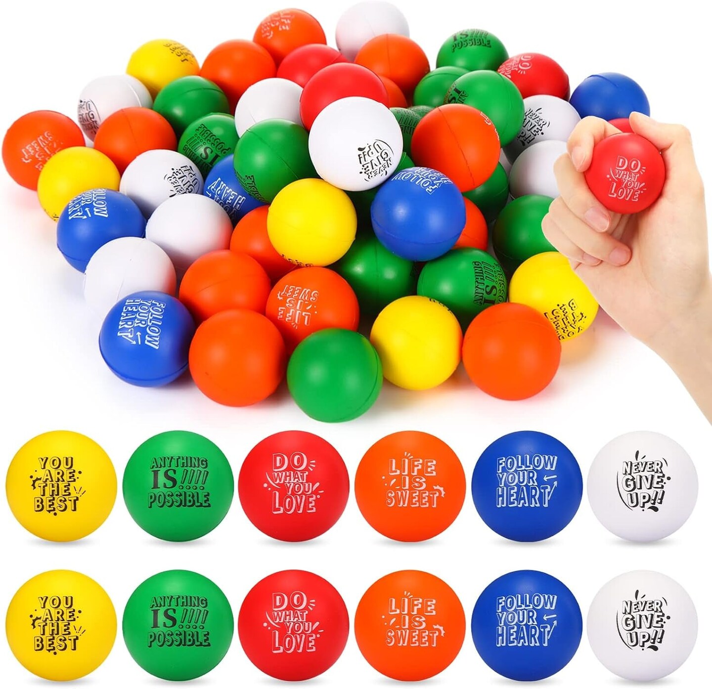 200 Pack Motivational Stress Relief Balls Anxiety Sensory Balls Bulk ...