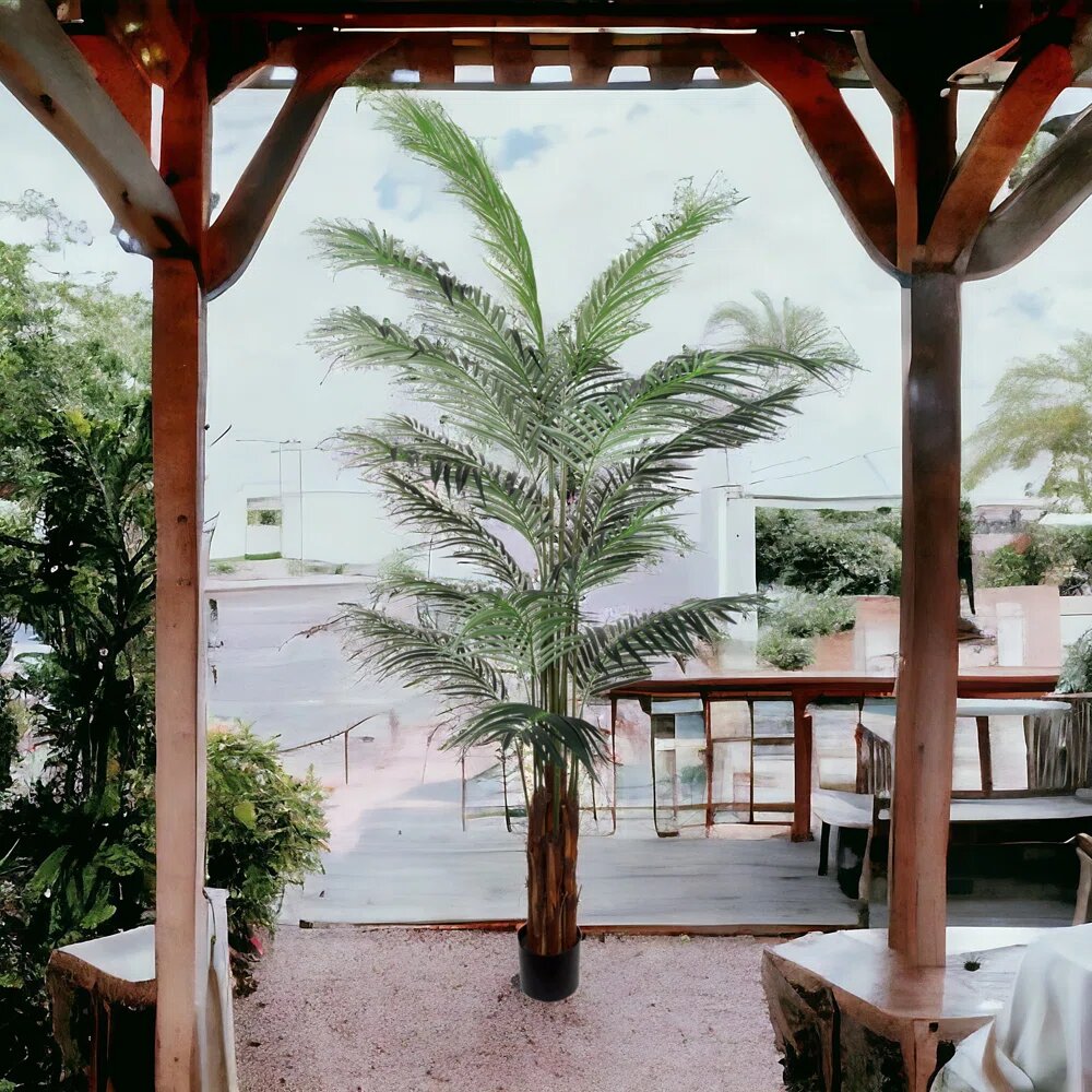 7-Foot Artificial Palm Tree Plant - Lifelike Indoor/Outdoor Fake Tropical Palm for Home Decor &#x26; Office Ambiance, Floral Home by Artificial Flowers