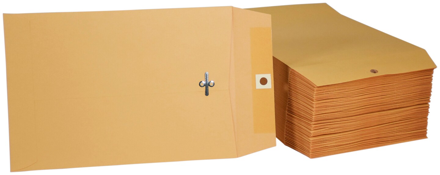 School Smart Kraft Envelopes with Clasp, 6-1/2 x 9-1/2 Inches, Pack of 100