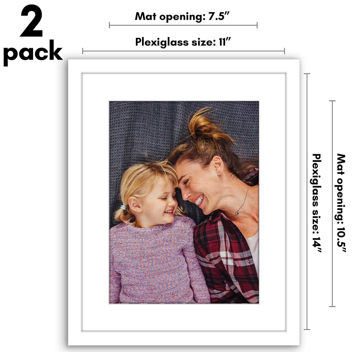 Americanflat 2 Pack of Picture Frames with Mat - Plexiglass Cover