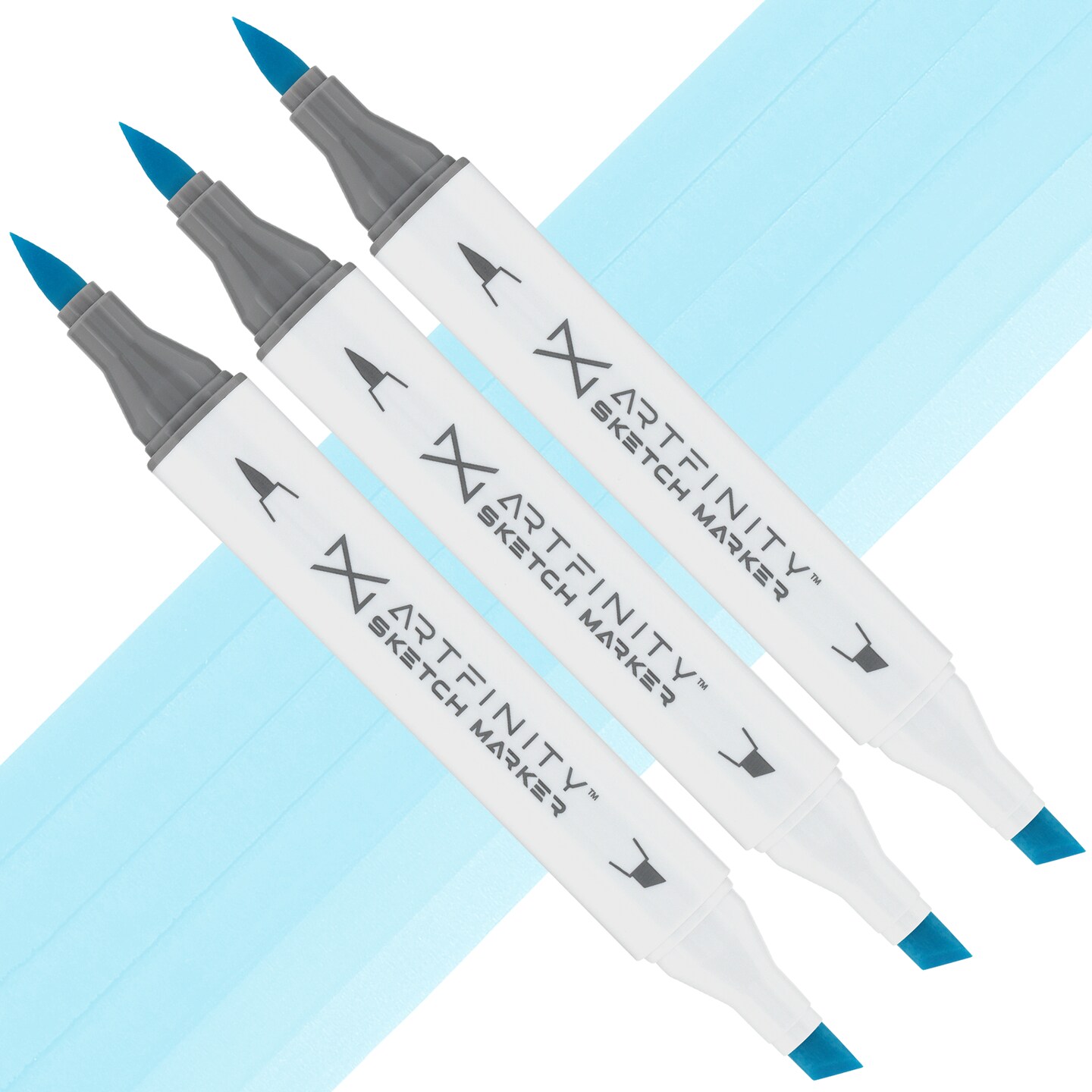 Artfinity Sketch Markers - Set of 3 - Cool Candy Blue B3-2, Vibrant, Professional, Dye-Based Alcohol Markers for Artists, Drawing, Travel, & More
