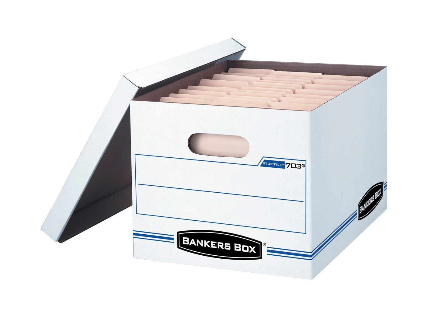 Bankers Box Stor/File Basic-Duty File Storage Box, Letter/Legal Size, 12 x 15 x 10 Inches, White/Blue, Pack of 12