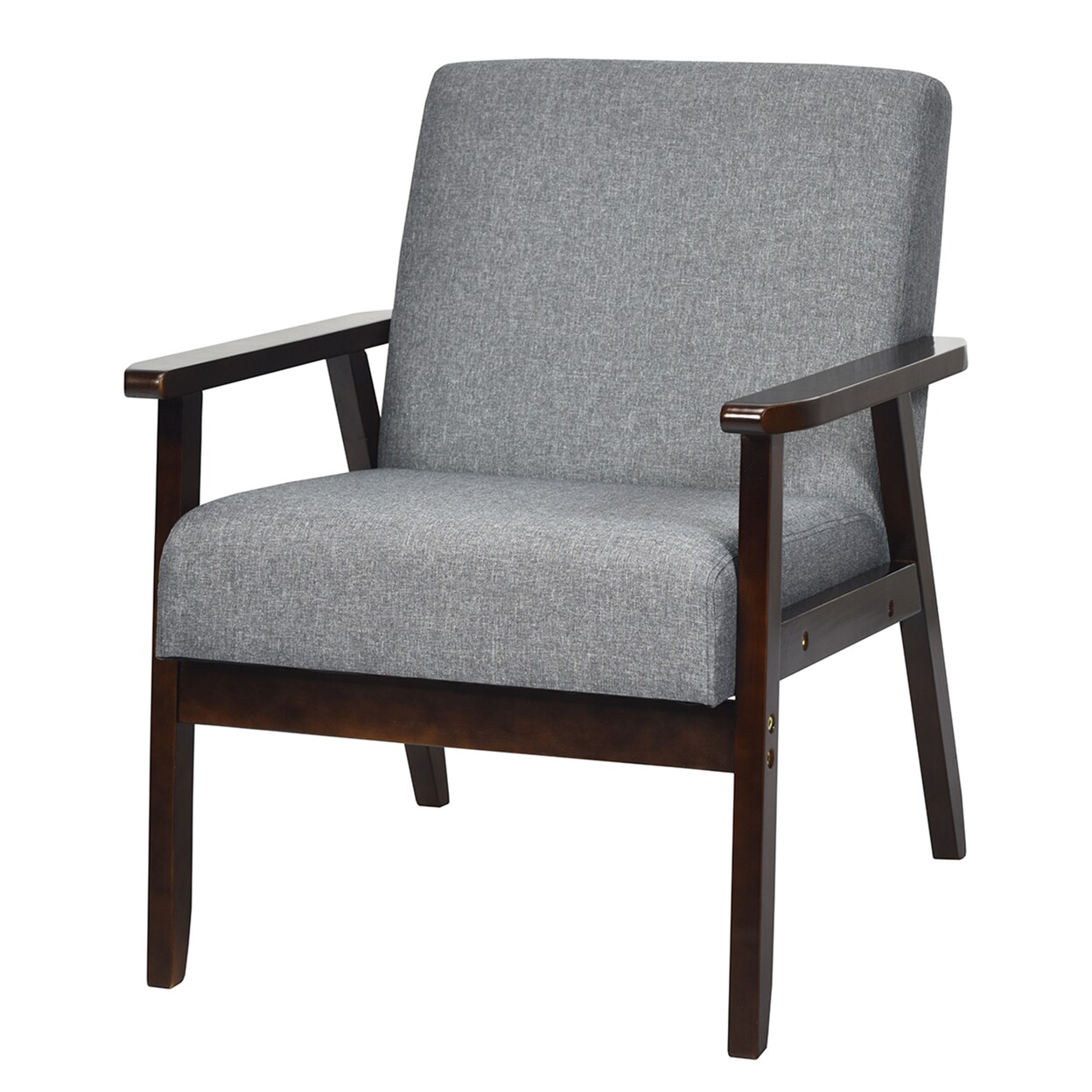 Wooden Upholstered Accent Chair Fabric Armchair Home Office