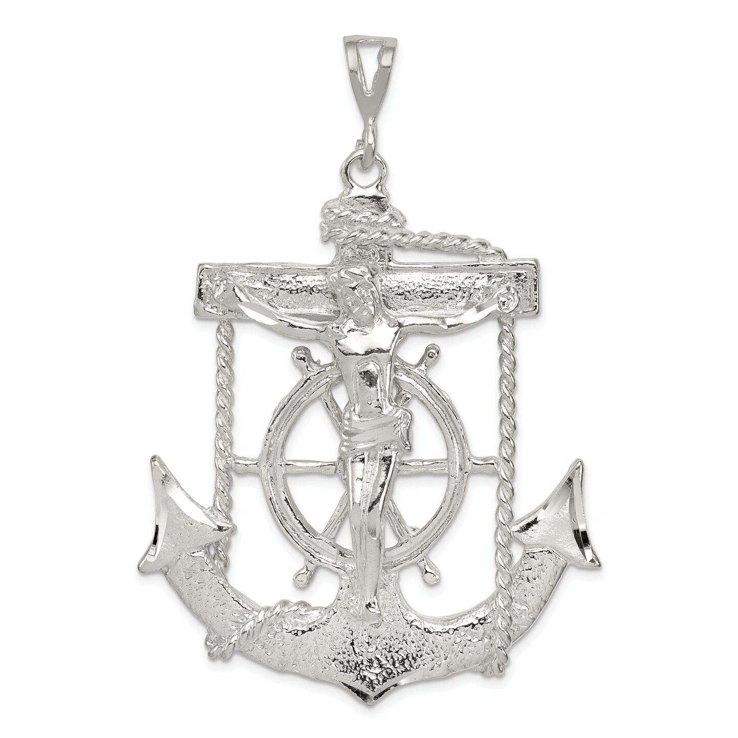 Sterling Silver Mariners Cross Pendant Charm Jewelry 66mm x 46mm