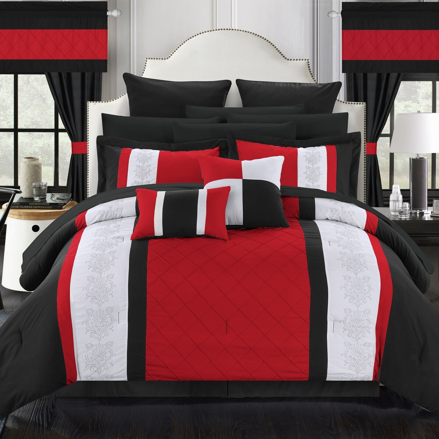 Chic Home 24 Piece Marlington Complete Pin tuck Embroidery bedding Comforter Set