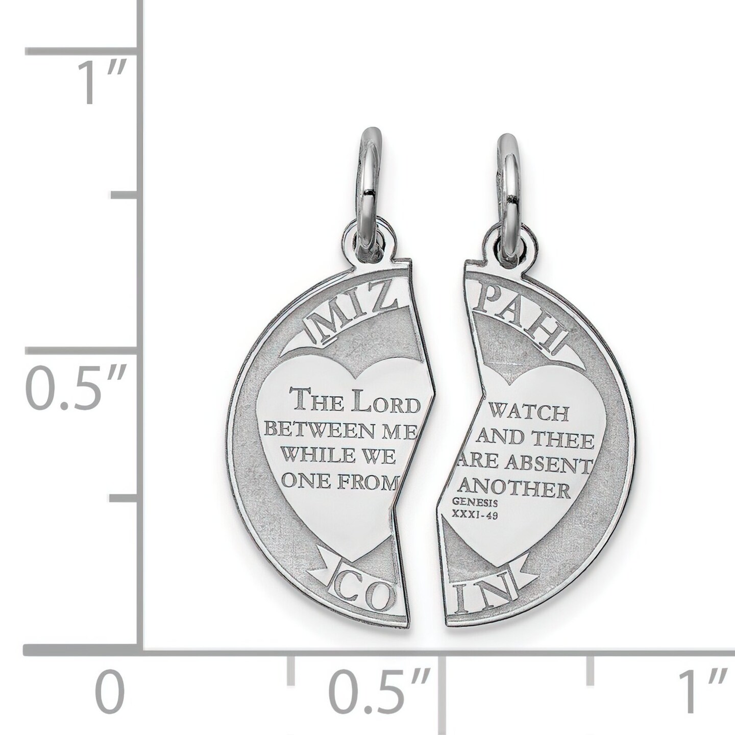 Sterling Silver Mizpah Charm Jewerly 21mm x 9mm