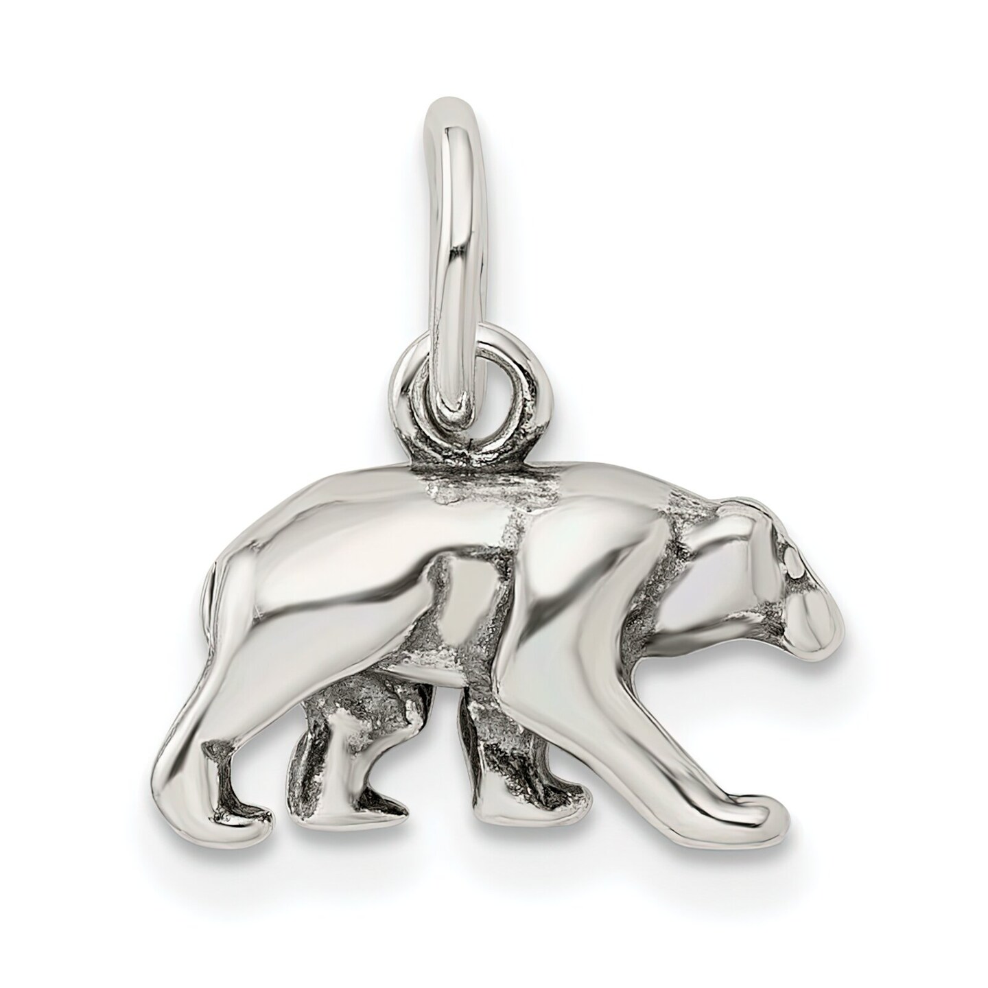 Sterling Silver Bear Charm Pendant Animal Jewelry 12mm x 15mm