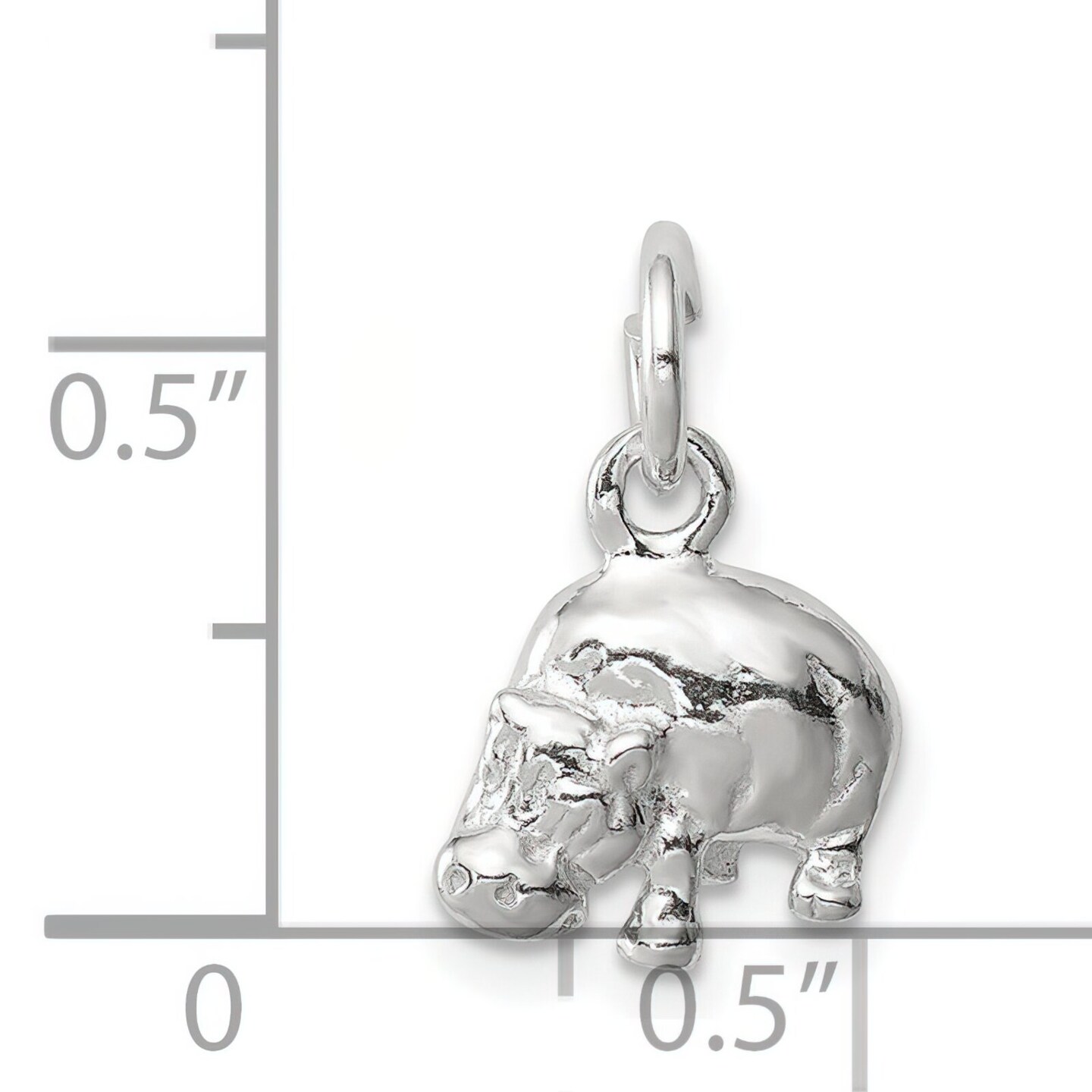 Sterling Silver Hippo Charm Pendant Africa Animal Jewerly 12mm x 11mm