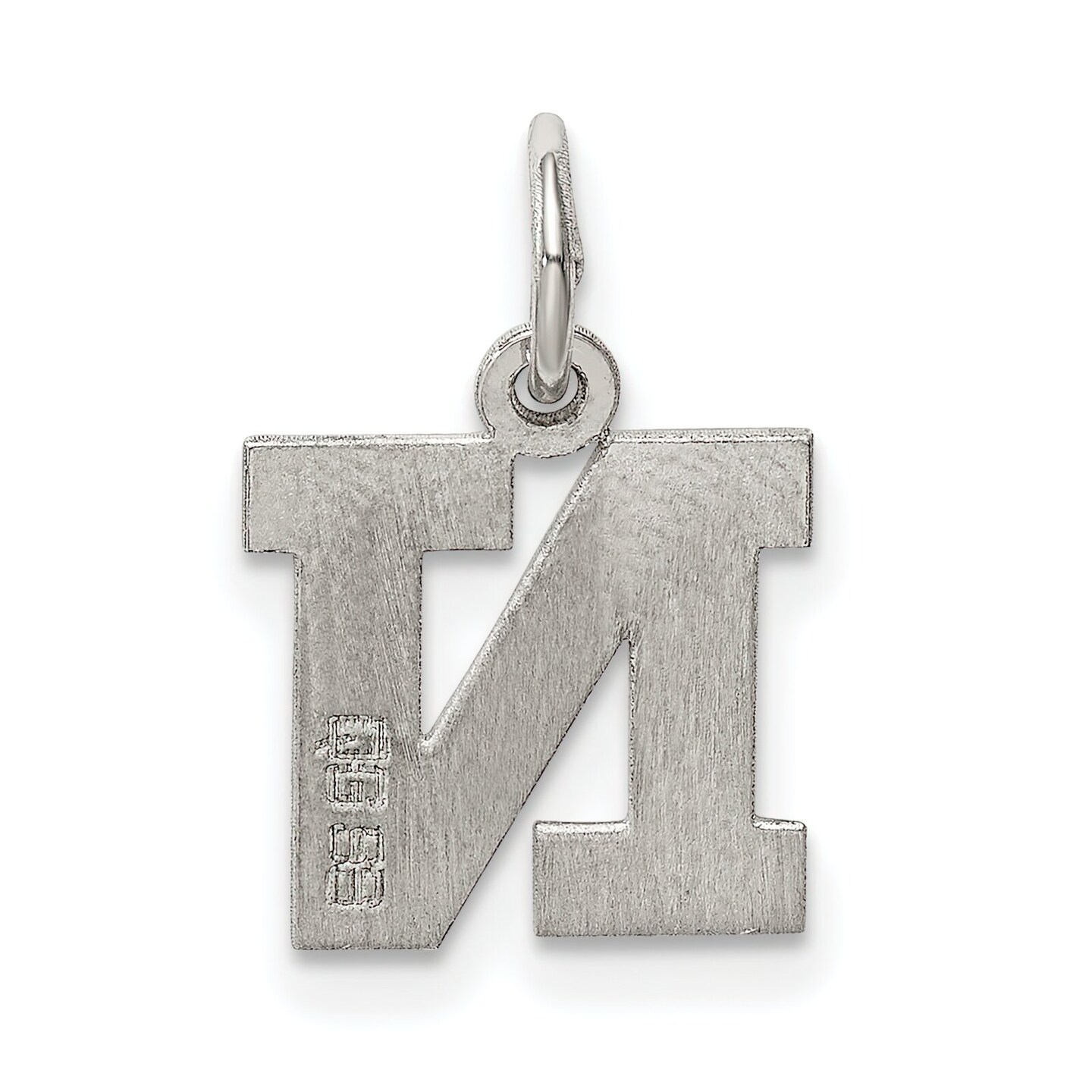 Sterling Silver Small Block Initial Letter N Charm Jewerly 16mm x 10mm