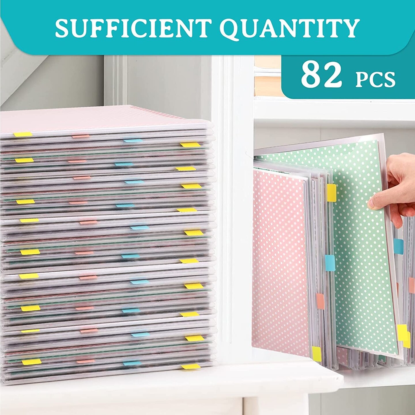 12 Pieces Scrapbook Paper Storage with Sticky Index Tabs for