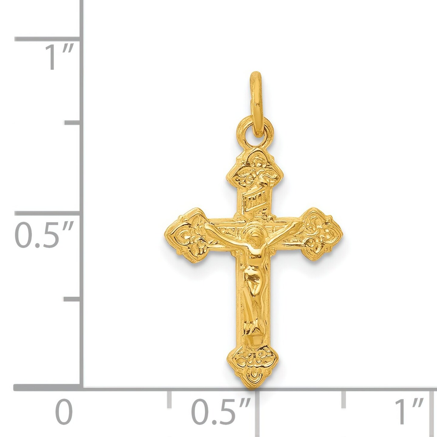 Sterling Silver Gold Plated INRI Crucifix Charm Jewerly 21mm x 12mm