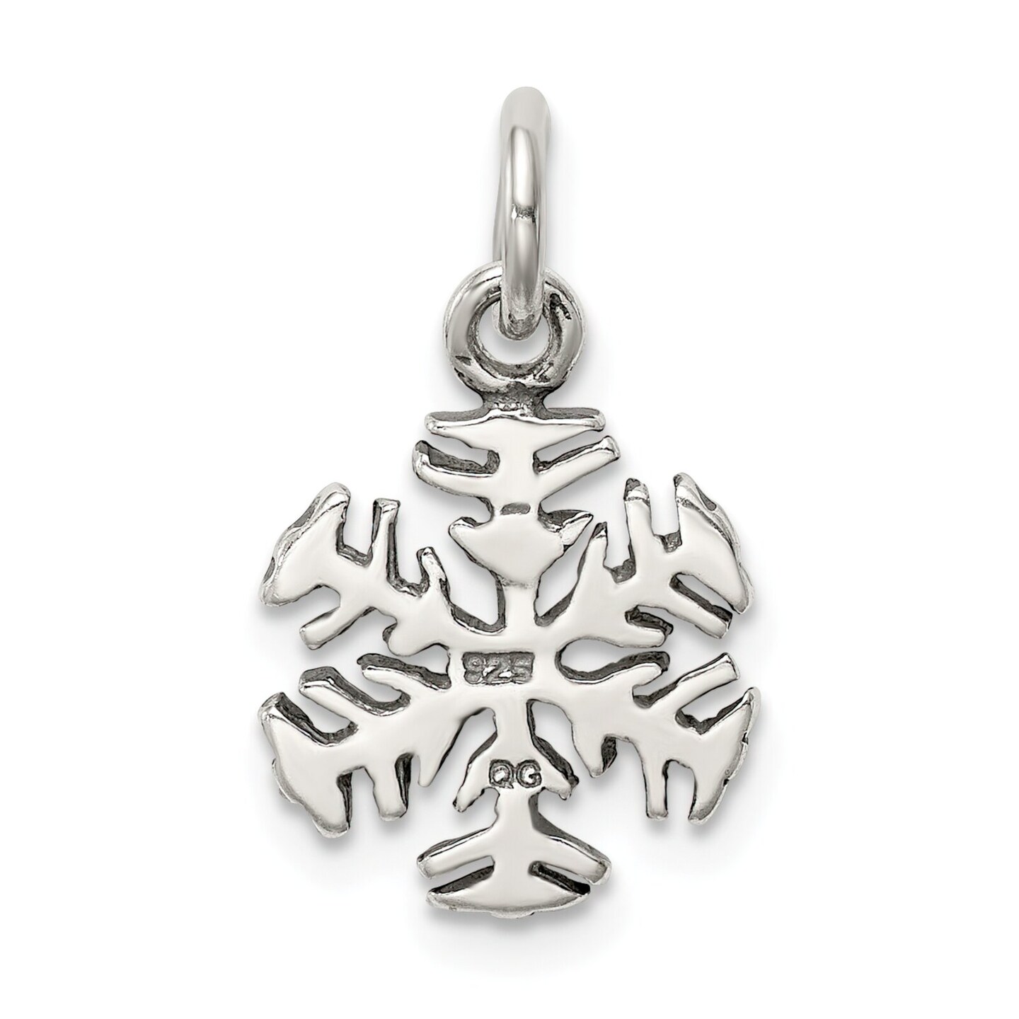 Sterling Silver Antiqued Snowflake Charm Christmas Jewerly 20mm x 11mm