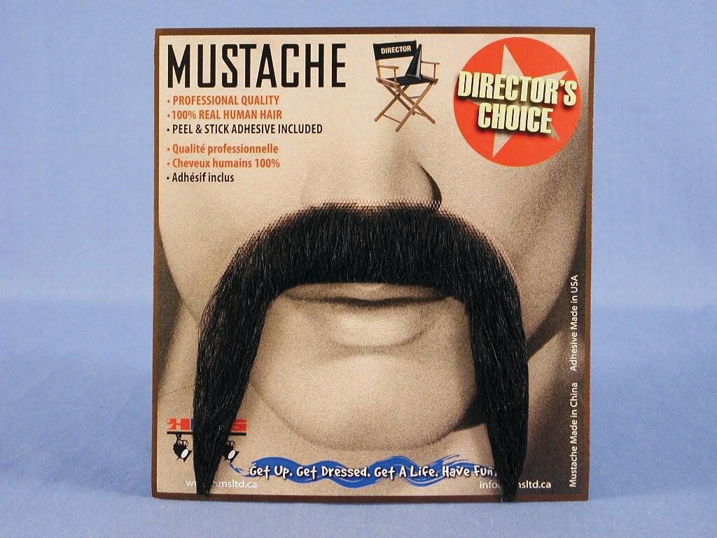 Spanish Amigo Black Real Human Hair Adult Costume Moustache