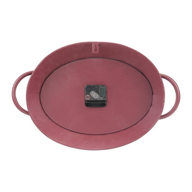 Stonebriar 16.5&#x22; Red Analog Oval Farmhouse Battery Operated Wall Clock