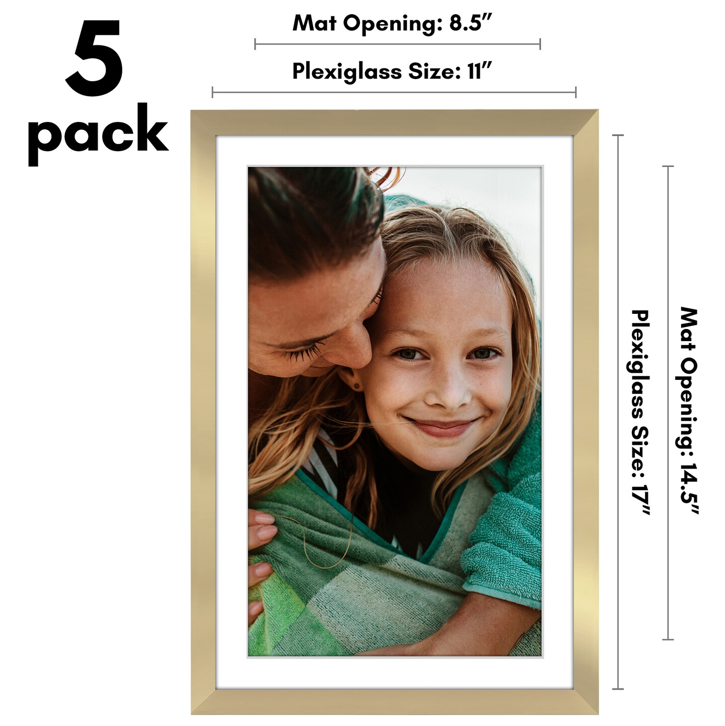 Americanflat Picture Frame Set with Mat - Set of 5 - Photo Frame Set of Five for Wall Display - Plexiglass Cover - Hanging Hardware