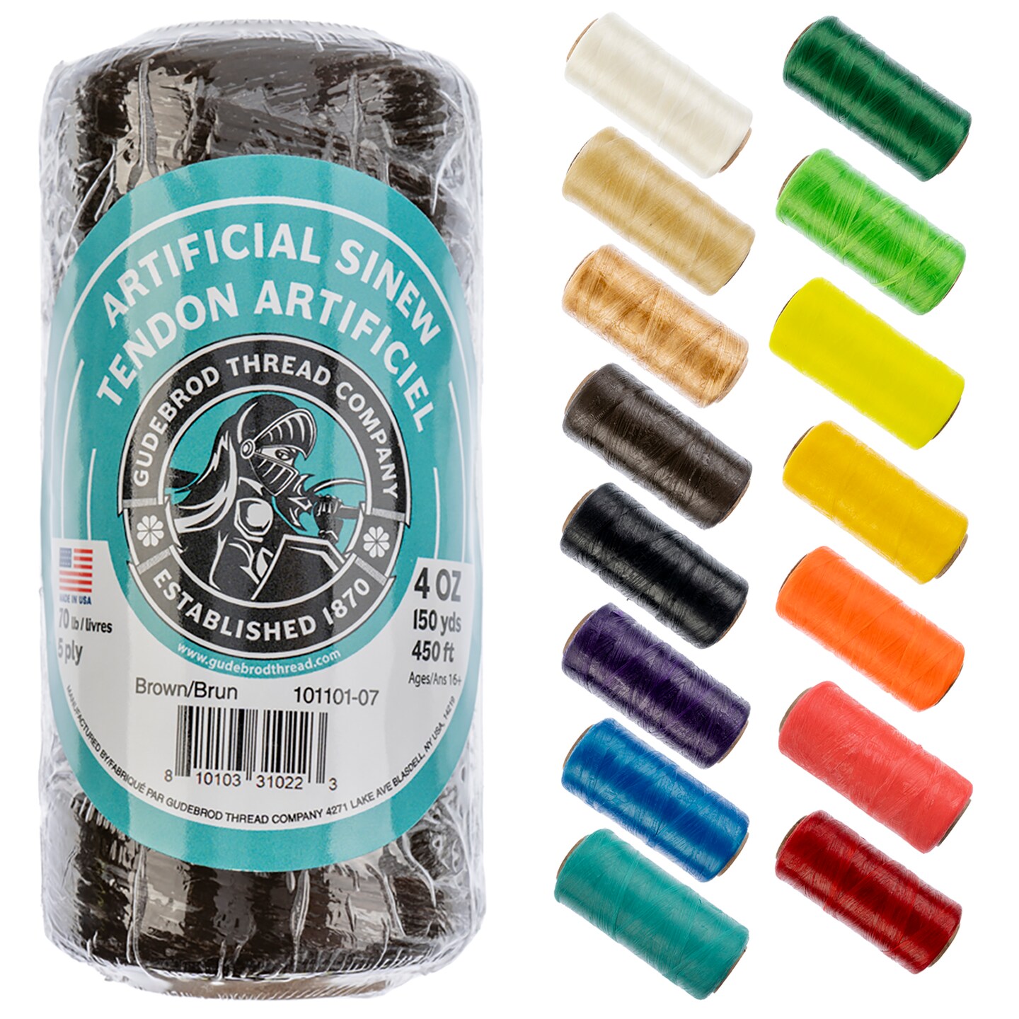 Gudebrod 70lb. 5-Ply Artificial Sinew Thread, 150yd. | Made in USA