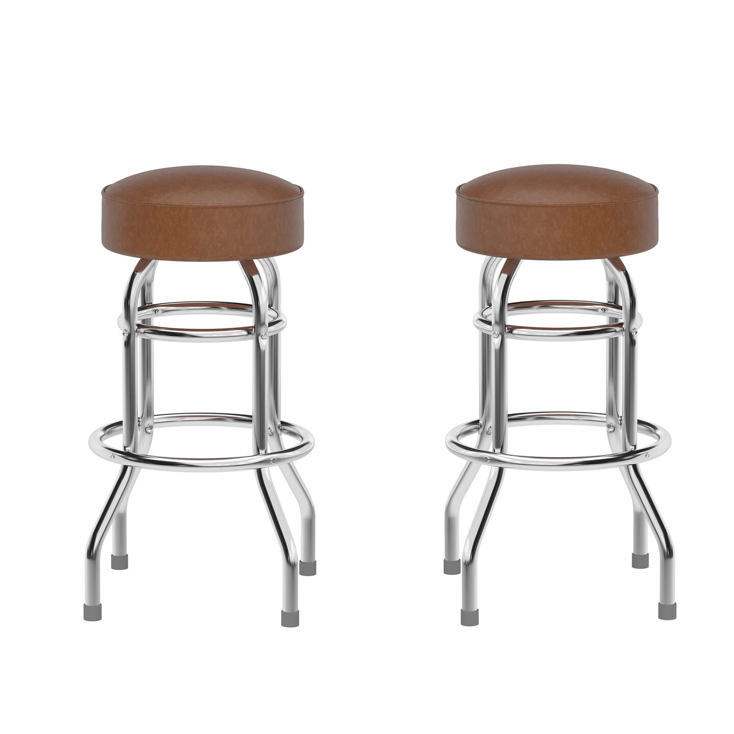 Emma and Oliver 2 Pack Double Ring Chrome Barstool