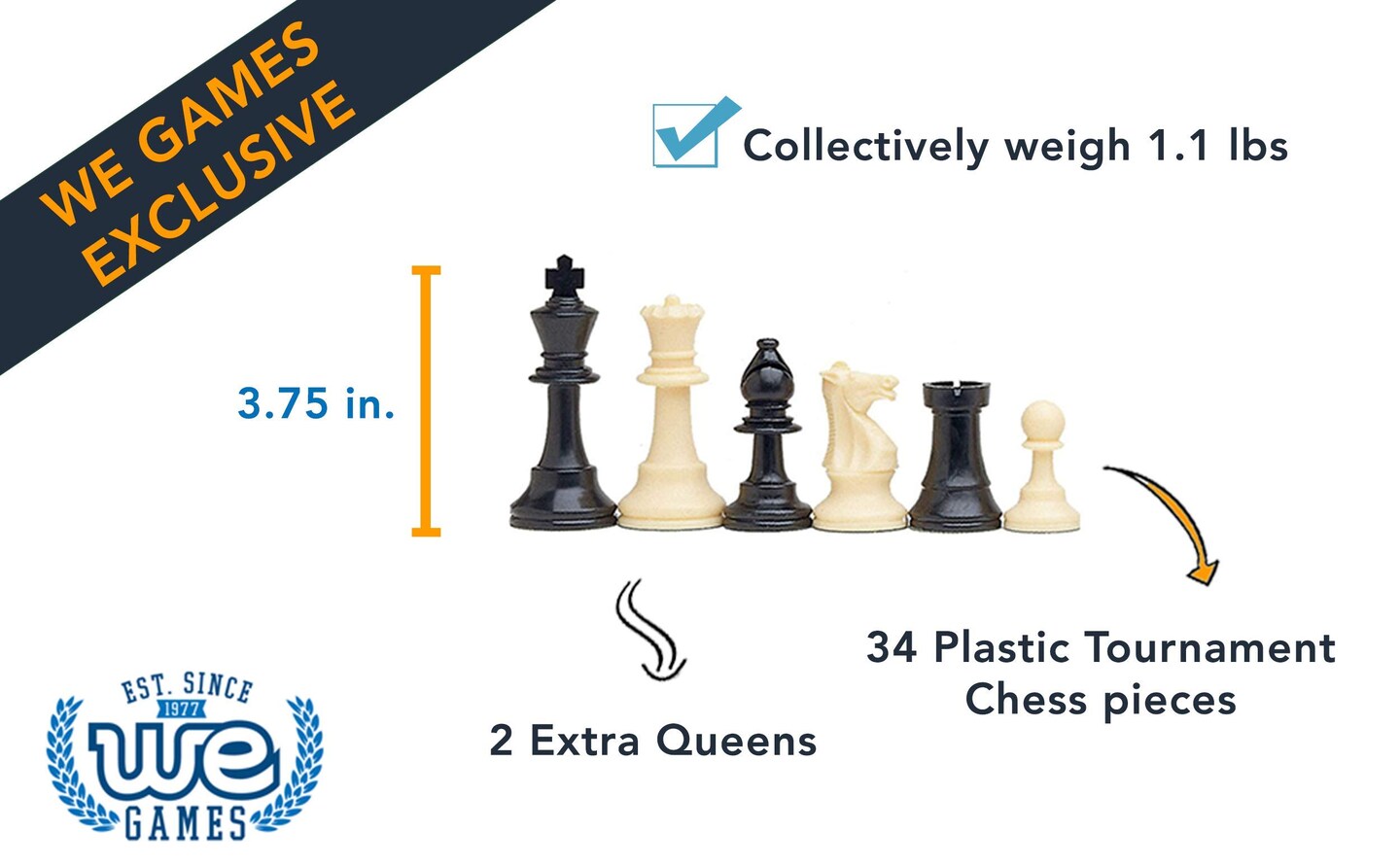 Complete Tournament Chess Set – Plastic Chess Pieces with Roll-up Chess Board and Travel Canvas Bag