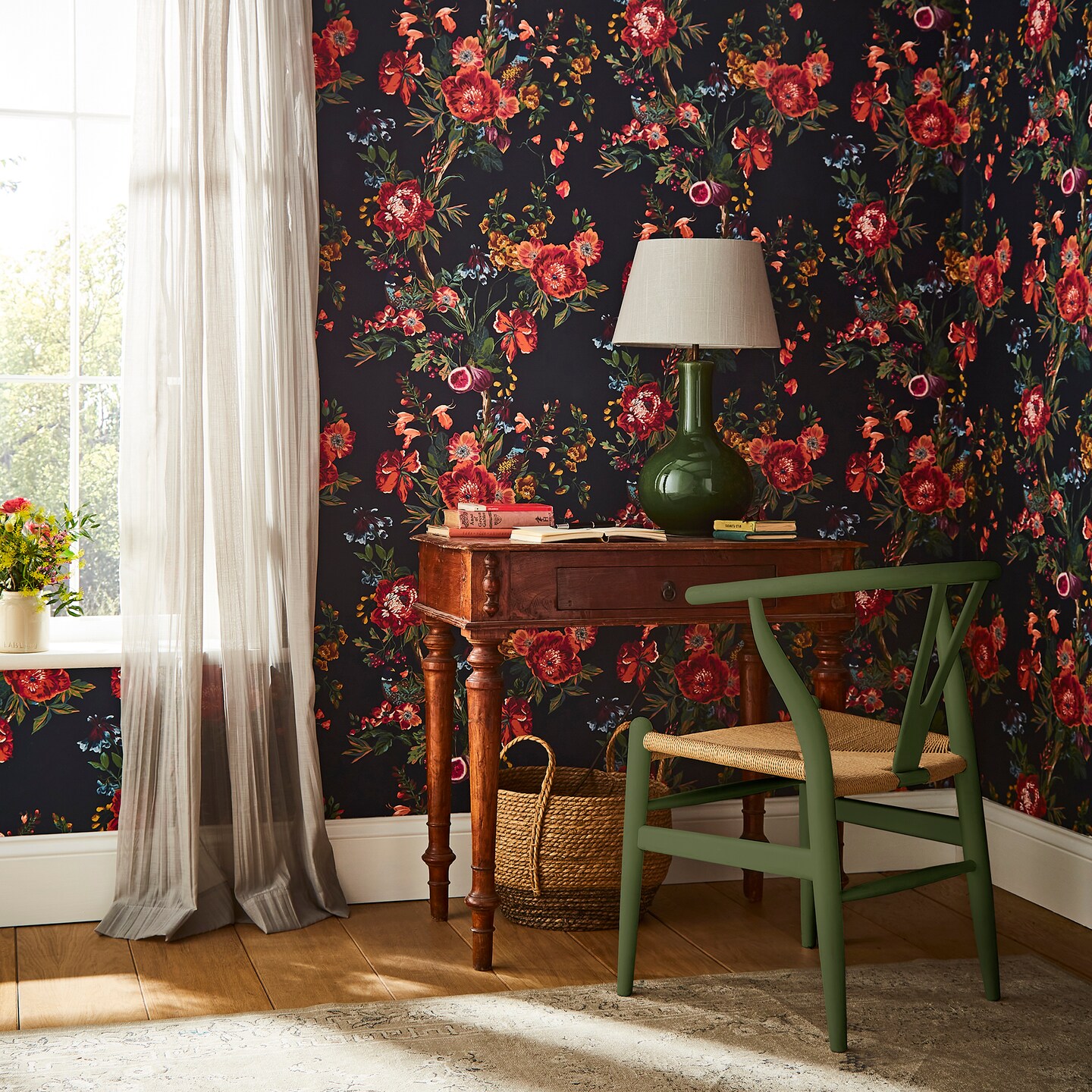 Joules Forest Chinoiserie French Navy Wallpaper