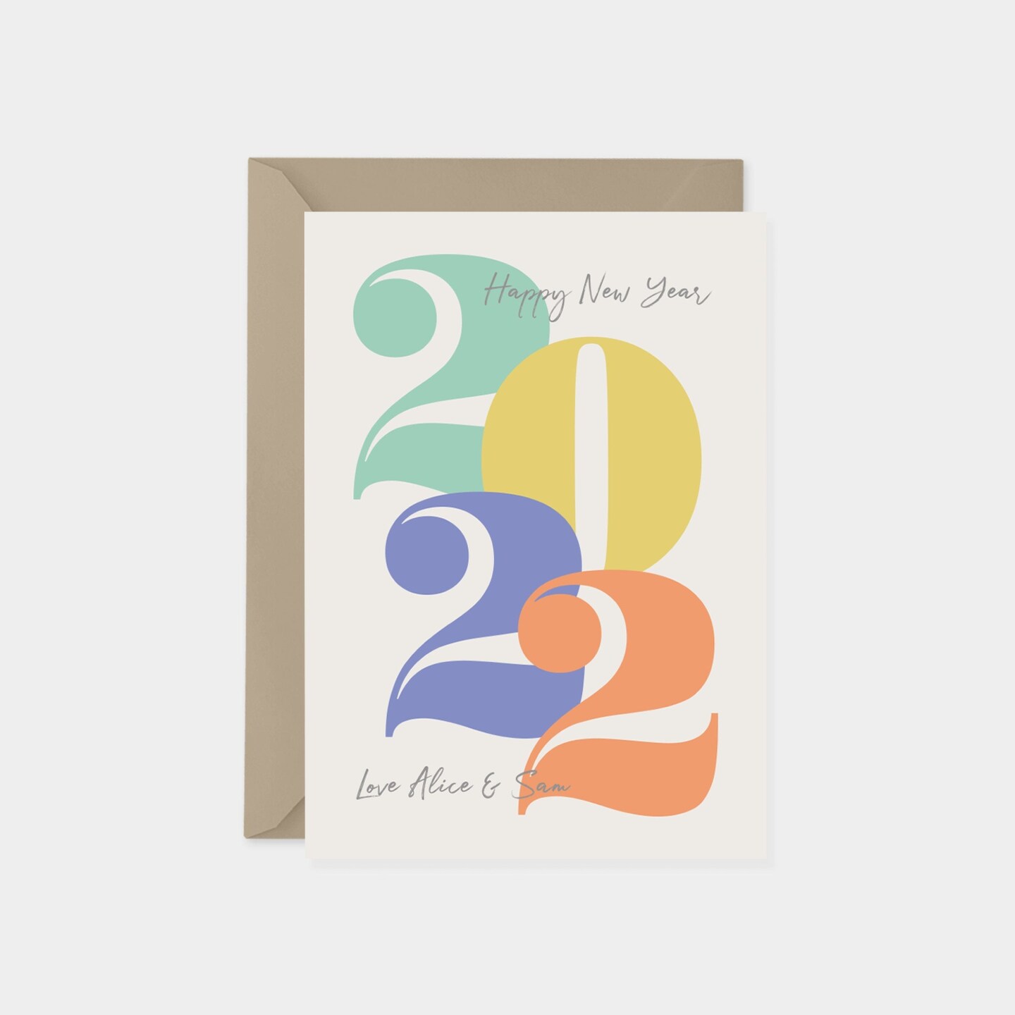 2022 New Years Card, Colorful Typography