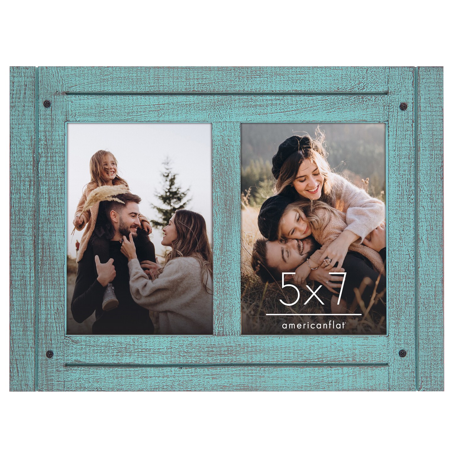 Americanflat 5x7 Dual Rustic Photo Frame - Showcases Two 5x7 Photos at Once - Modern Picture Frame for Home Decor - Glass Cover - Hanging Hardware - Includes Easel