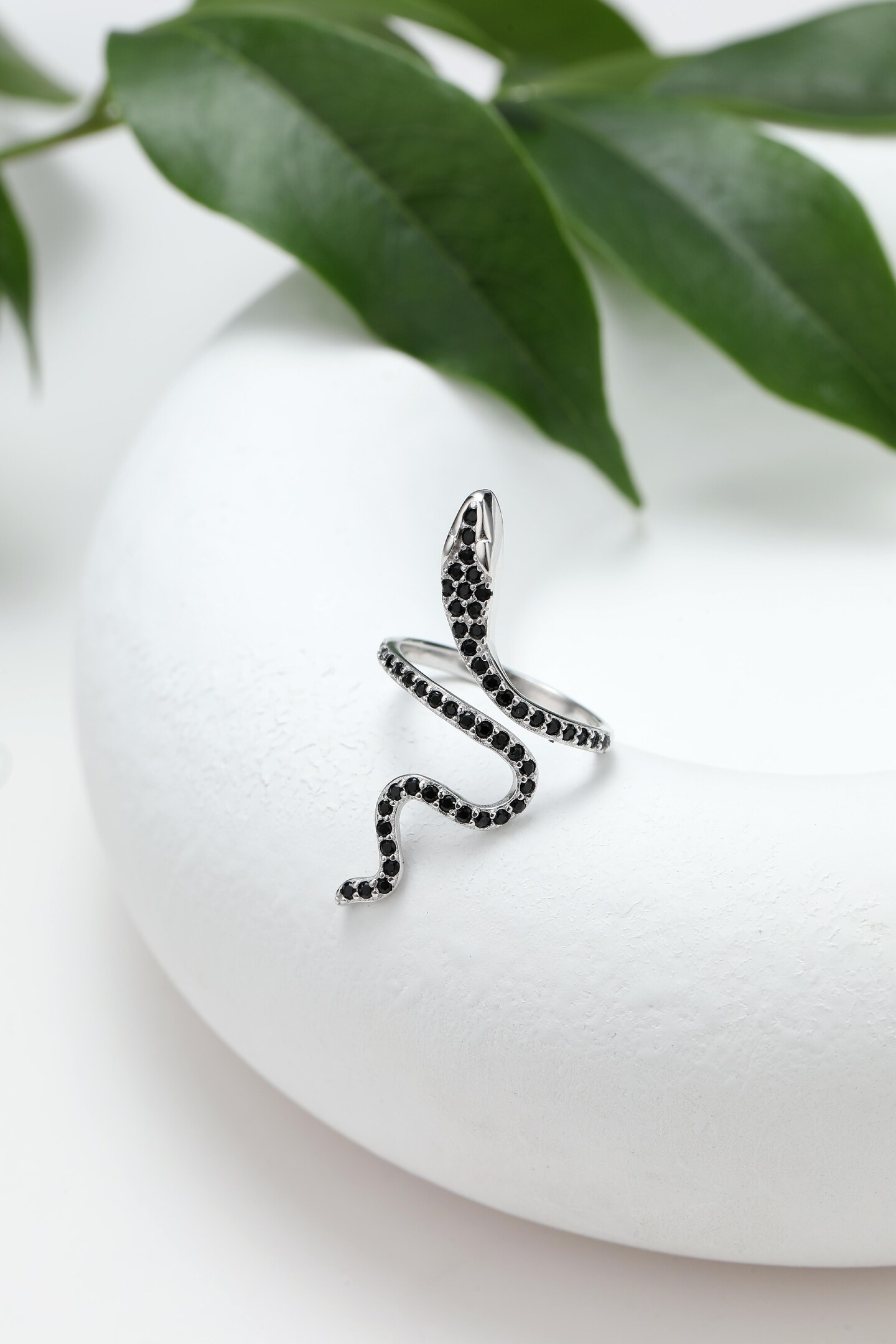 925 Sterling Silver Crystal Snake Ring by Wishlilly • Statement