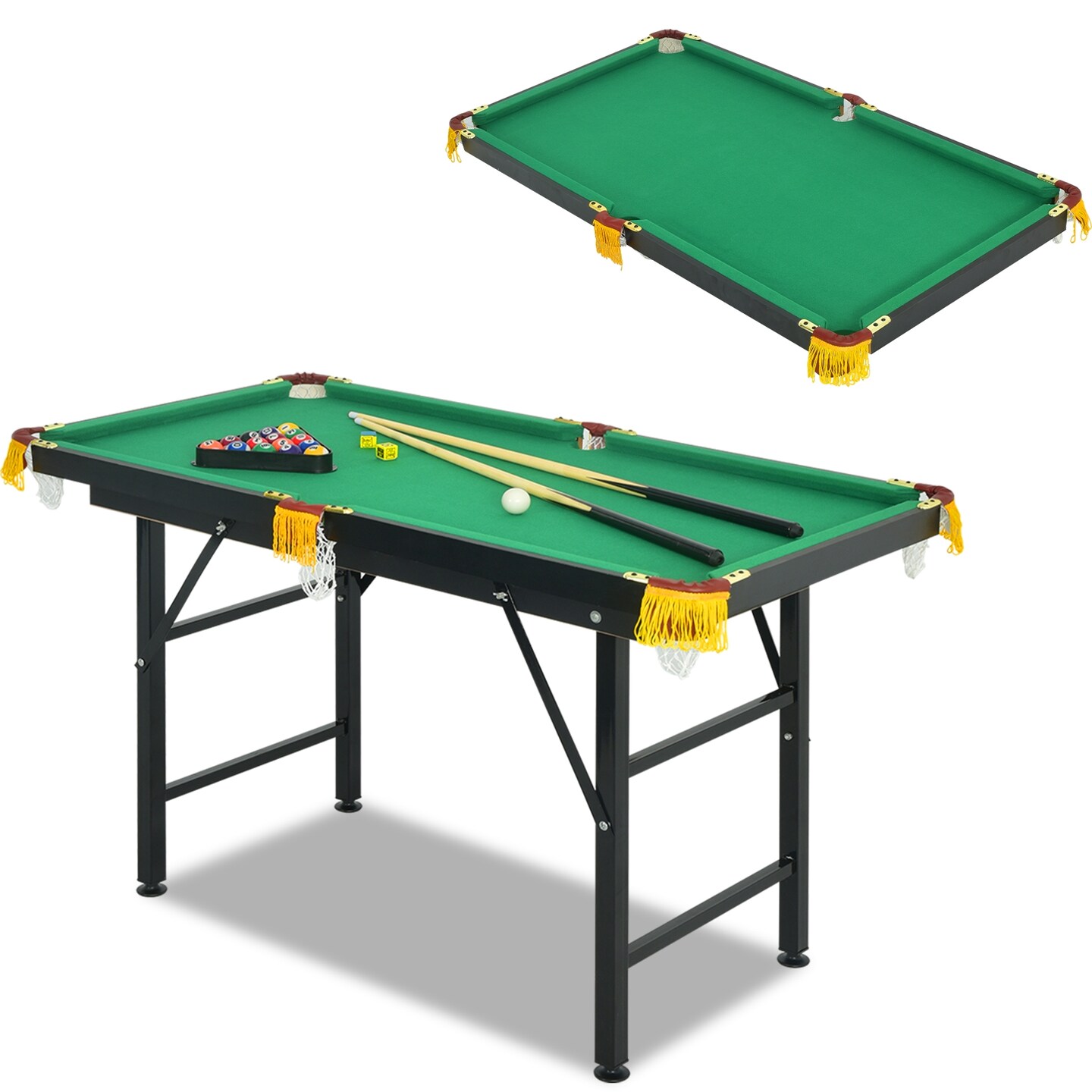 47 Inch Folding Billiard Table with Cues and Brush Chalk