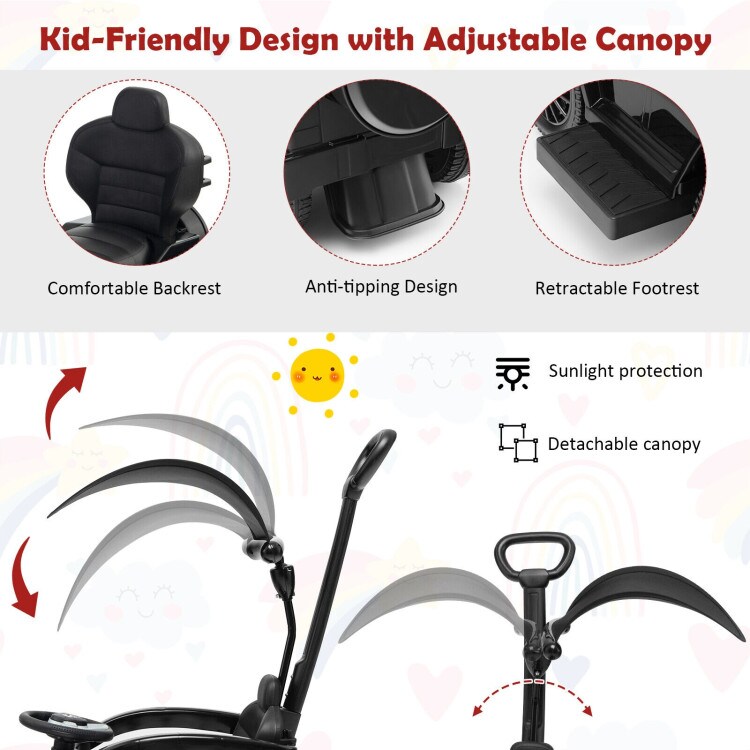 3 In 1 Ride on Push Car Mercedes Benz G350 Stroller Sliding Car with Canopy