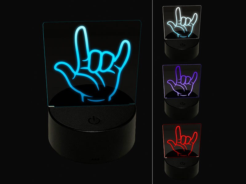 I Love You Hand Sign Language 3D Illusion LED Night Light Sign Nightstand Desk Lamp