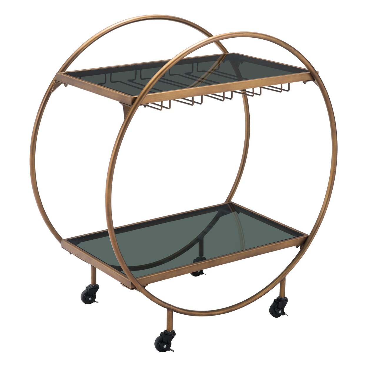Arc Bar Cart Brass And Black Iron 2 Tier Mirrored Glass Servicing Station