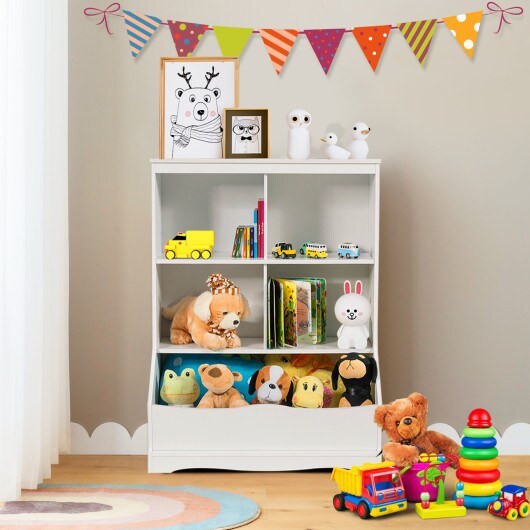 3-Tier Children&#x27;s Multi-Functional Bookcase Toy Storage Bin Floor Cabinet