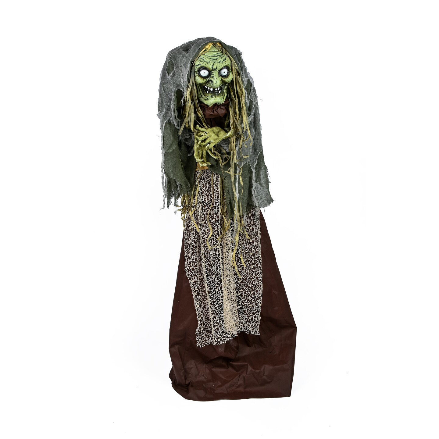 59&#x22; Animated Halloween Green Witch, Sound Activated