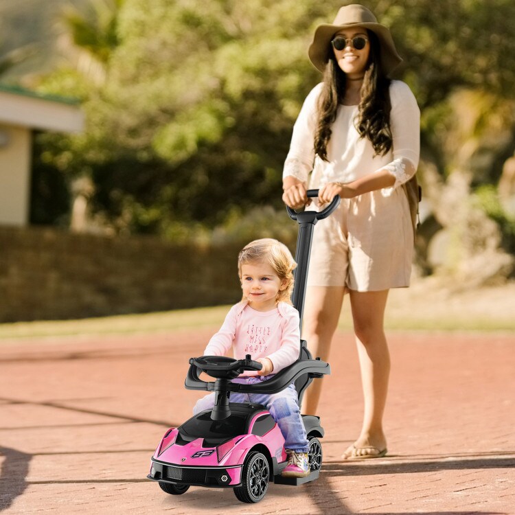 3-in-1 Ride on Push Car with Handle Guardrail and