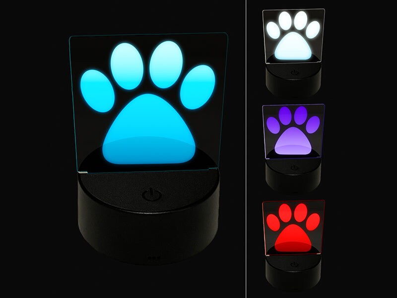Paw Print Solid 3D Illusion LED Night Light Sign Nightstand Desk Lamp