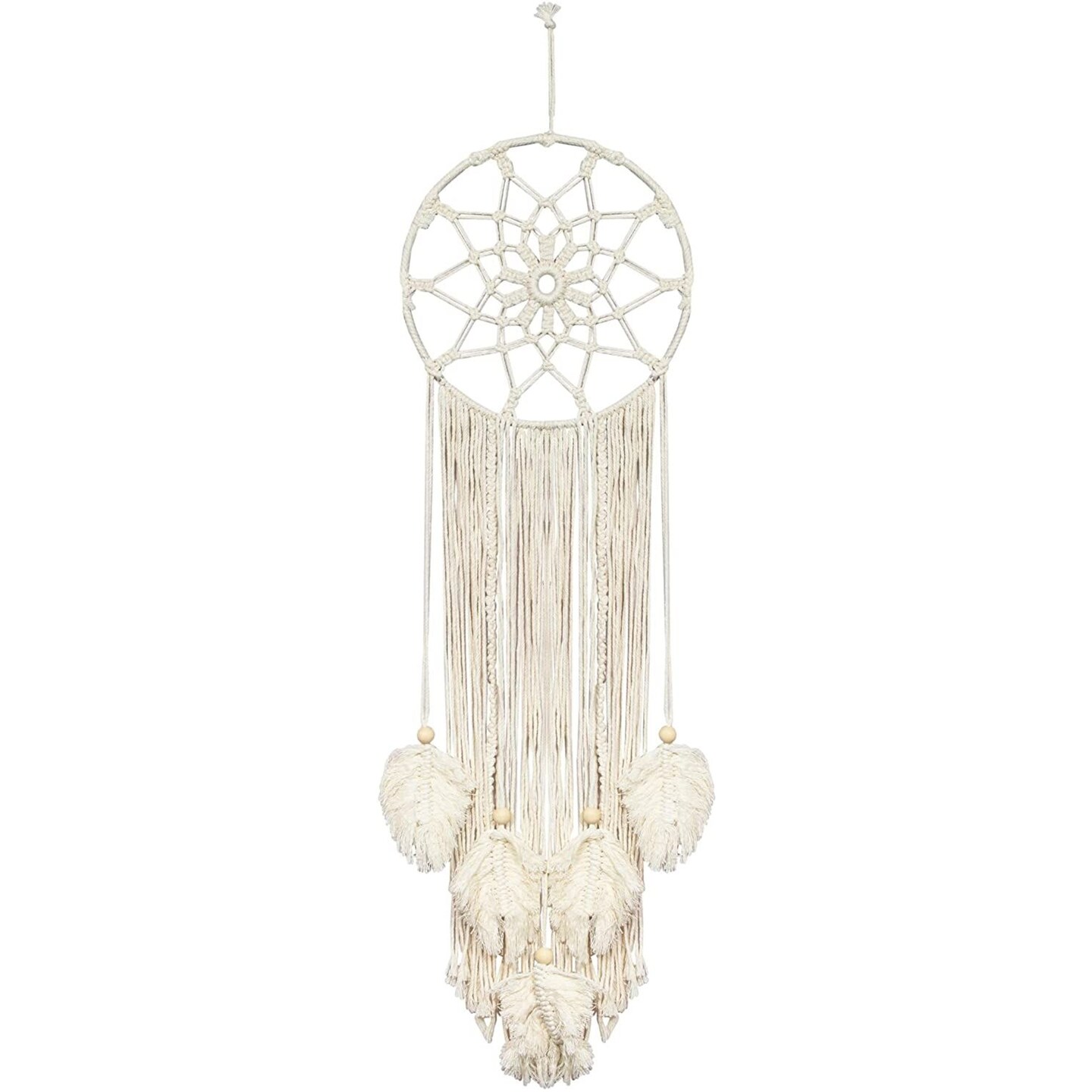 46" Circle Large Macrame Dream Catcher Wall, Hanging Bohemian Style Home Decor, White