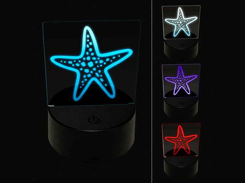Starfish Sea Star 3D Illusion LED Night Light Sign Nightstand Desk Lamp