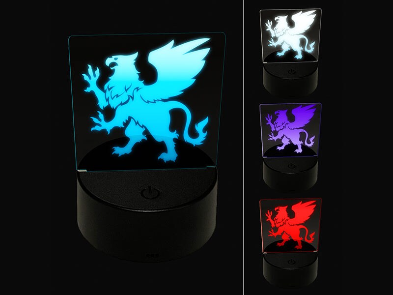 Regal Heraldic Griffin 3D Illusion LED Night Light Sign Nightstand Desk Lamp