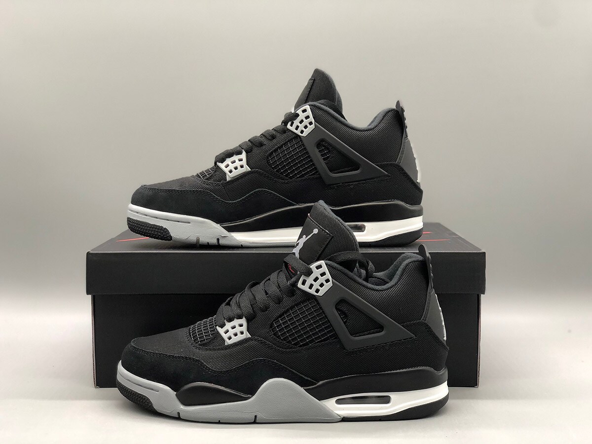 Air Jordan 4 Black Canvas Shoes, Sneaker for men, Sneaker for women product 3