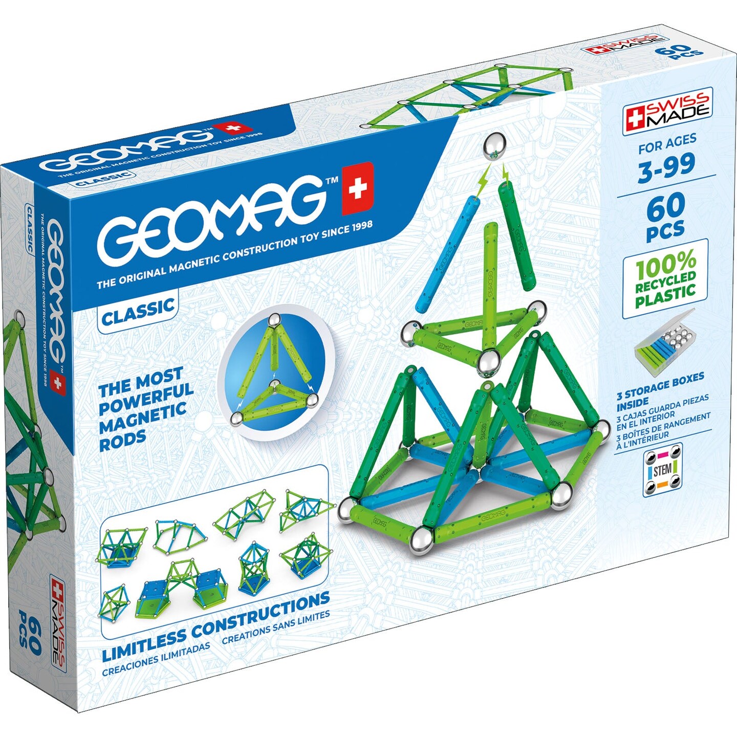 Geomag&#x2122; Green Line Color, 60 Pieces