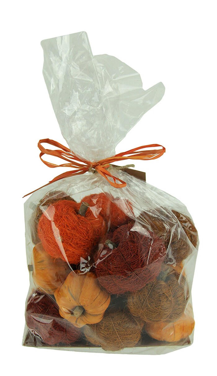 Bag of Orange Brown and Red Dried Botanical Decorative Pumpkins