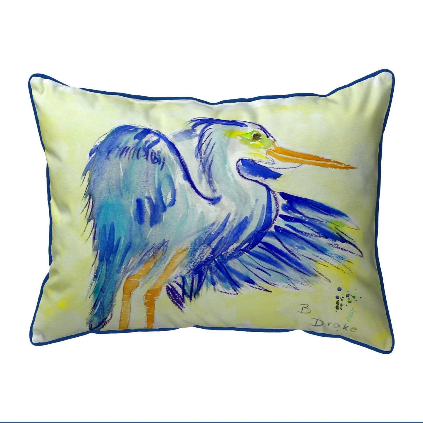 Betsy Drake Teal Blue Heron Extra Large 20 X 24 Indoor / Outdoor Pillow