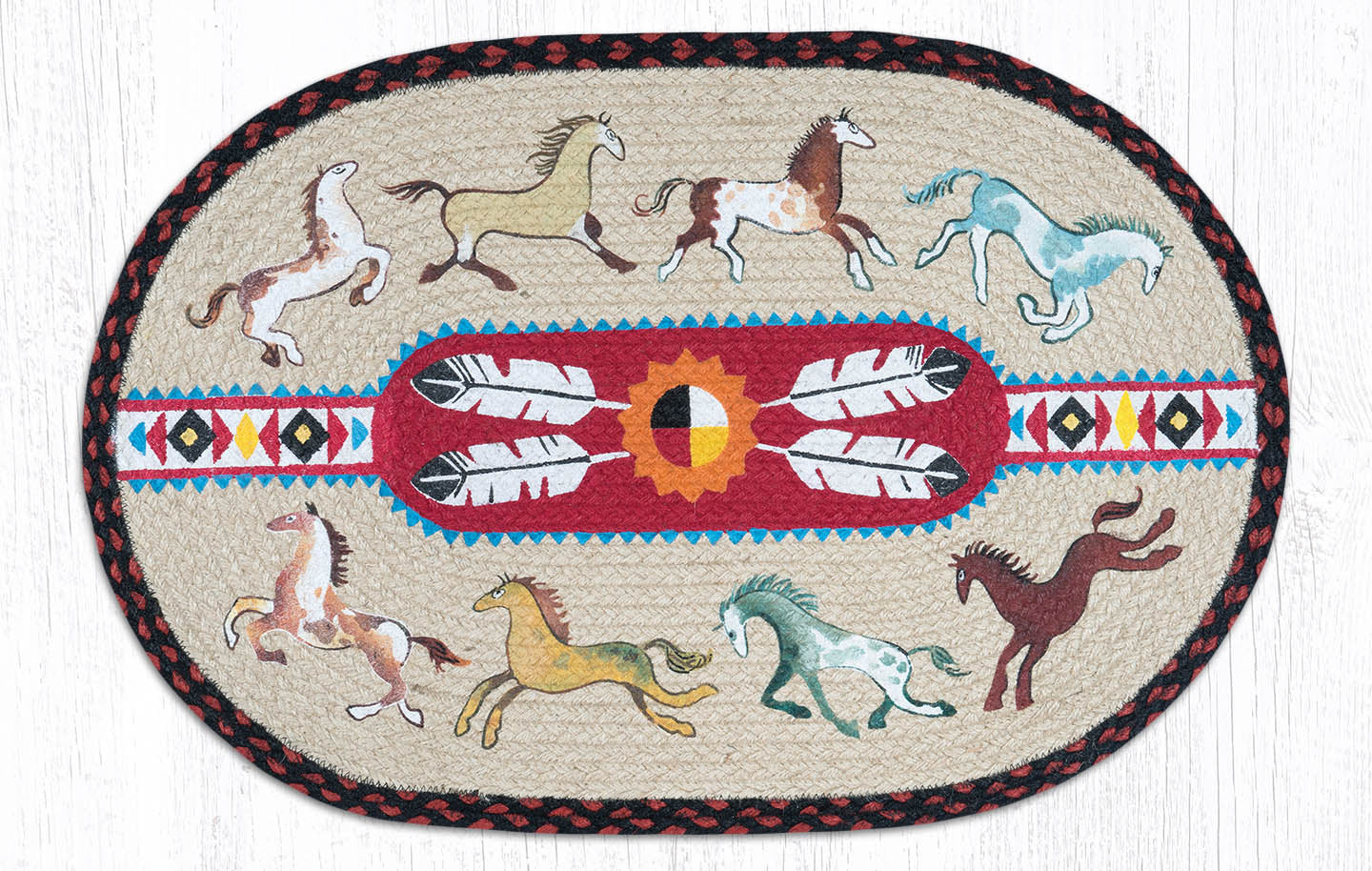 Earth Rugs OP-19 Native Horses Oval Patch 20&#x22; x 30&#x22;