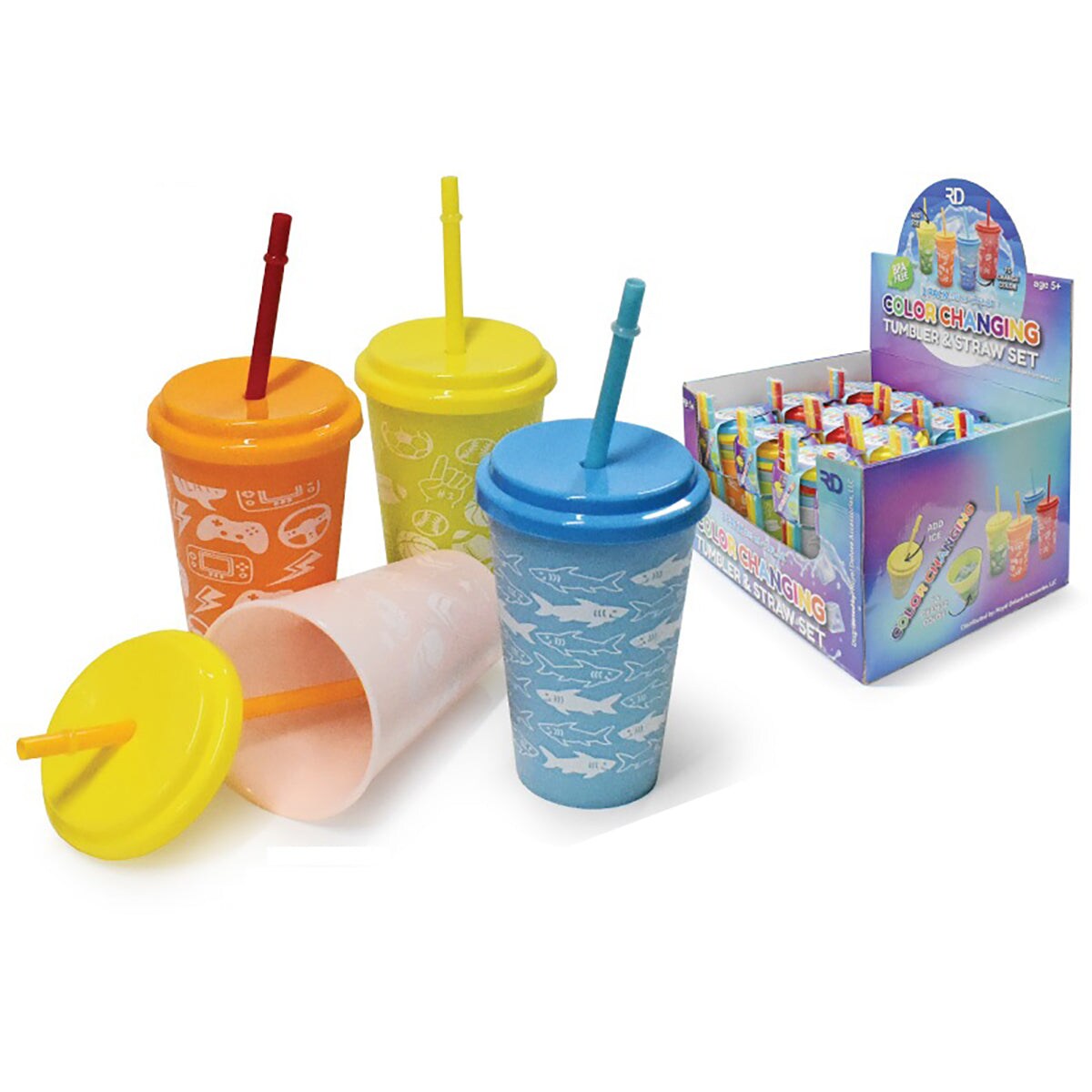 3-Pack Color Changing Tumbler and Straw Set 12 oz With Lids, Reusable Straws