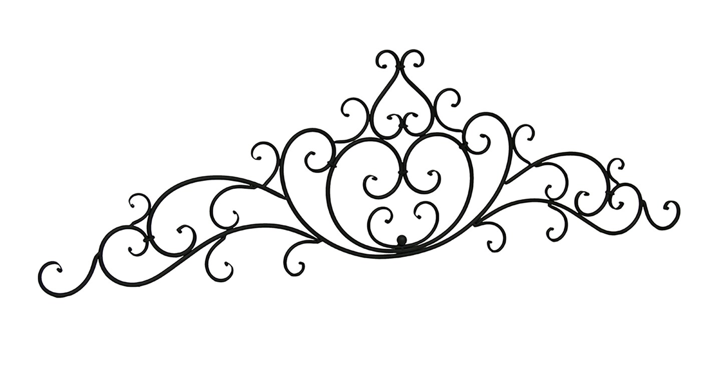 Classic Black Decorative Metal Scroll Motif Wall Hanging
