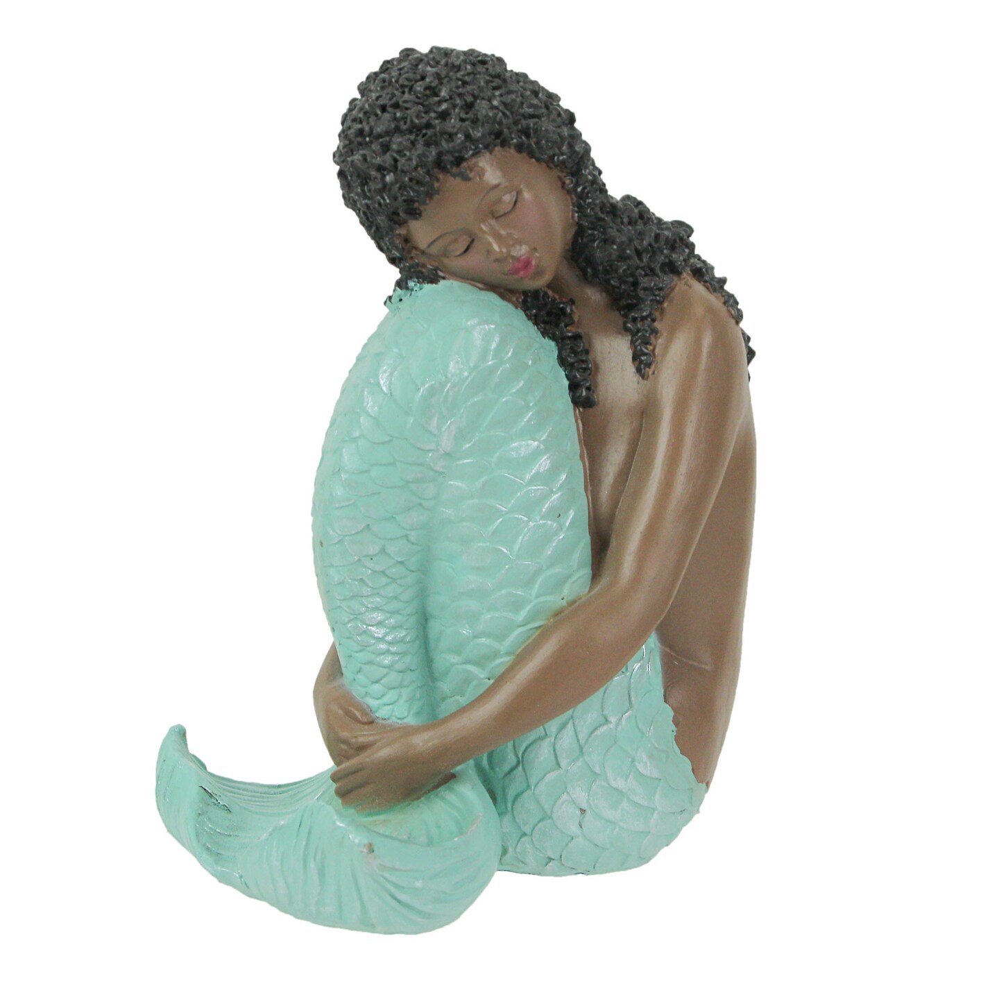 Resin Mermaid Sitting Figurine Beach Home Coastal Decor Statue Decorative Art